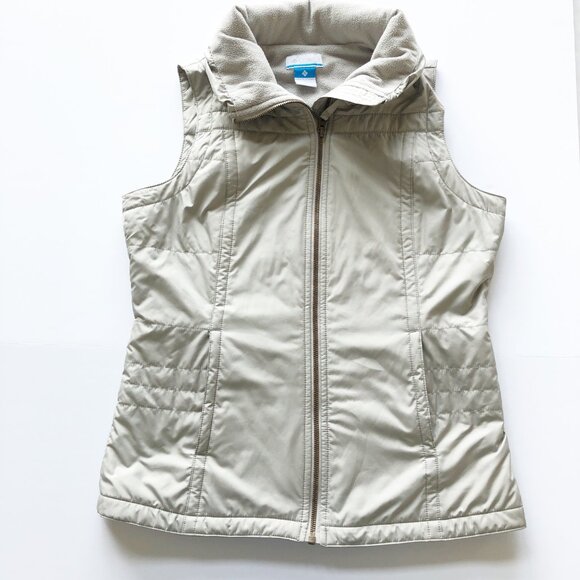 Columbia Jackets & Blazers - COLUMBIA Fleece Lined Tan Full Zip Front Vest Womens Small